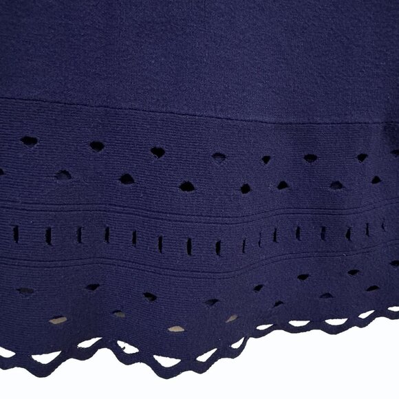 RAMY BROOK Dianna Sweater Top Womens XS Laser Cut Bell‎ Sleeve Navy Blue Capsule - Picture 5 of 11